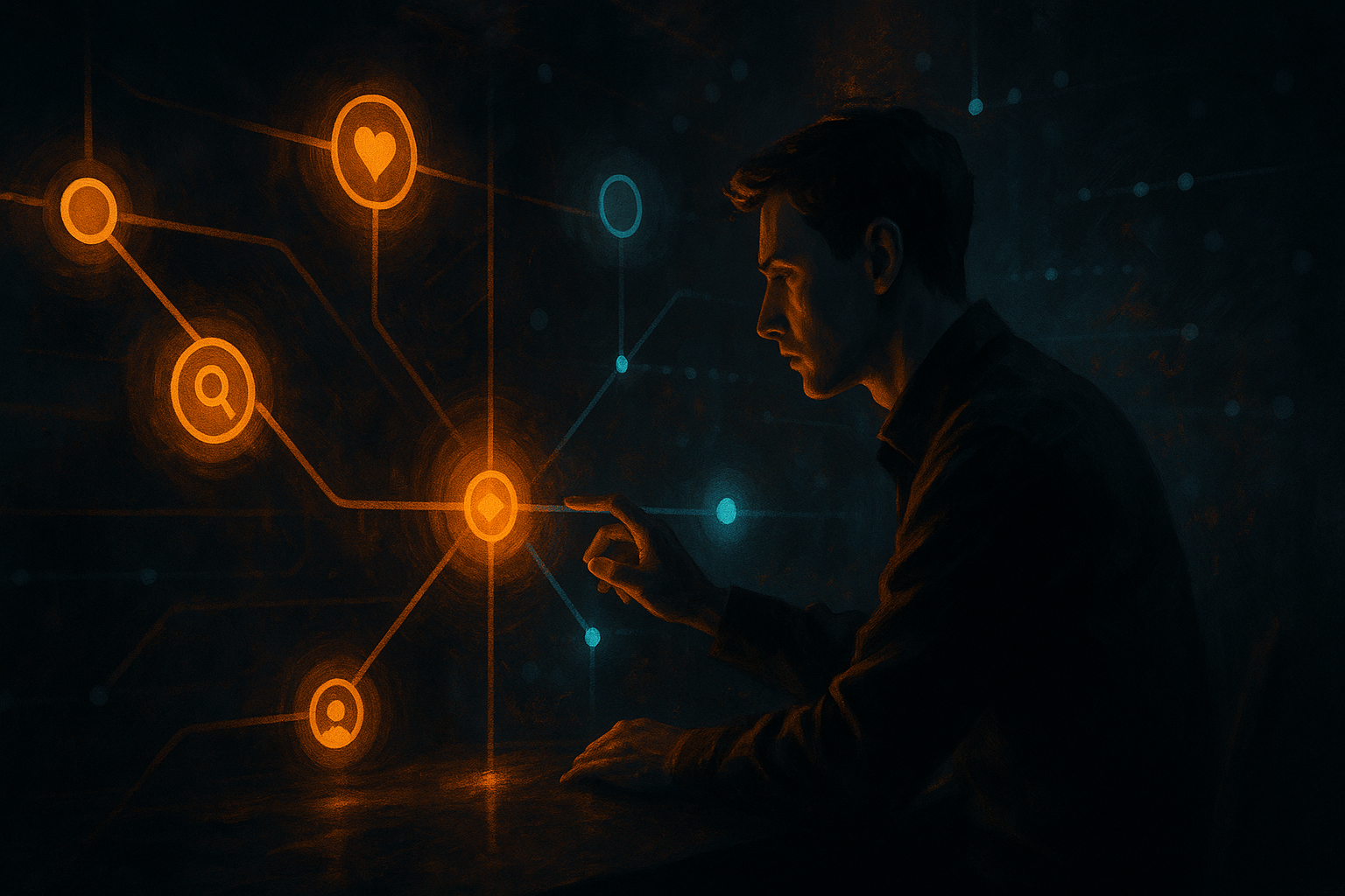 Editorial illustration of a marketplace product team tying surveys to intent-rich product events