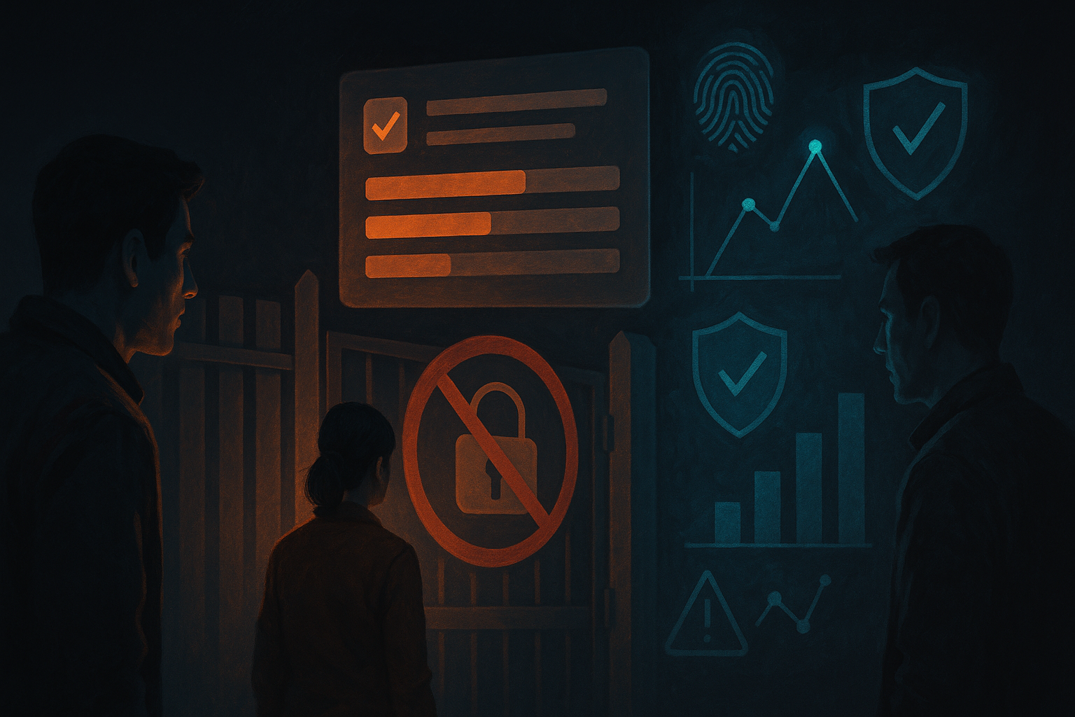 Editorial illustration of a product team investigating analytics signals for How Marketplace Teams Can Validate Trust and Safety Hypotheses With In-Product Surveys